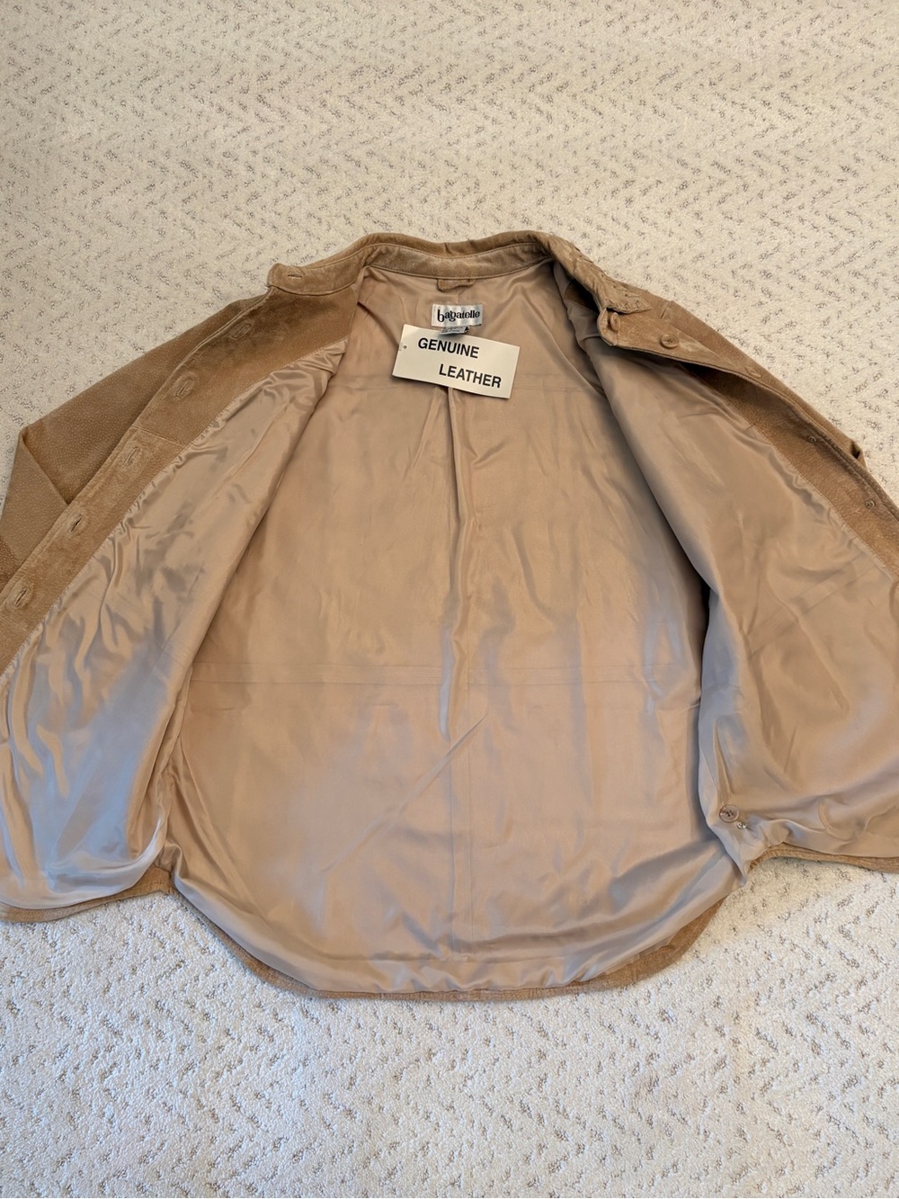 Genuine Leather Suede Shacket Jacket NEW With Flaw Size L Tan Washable - Picture 2 of 13